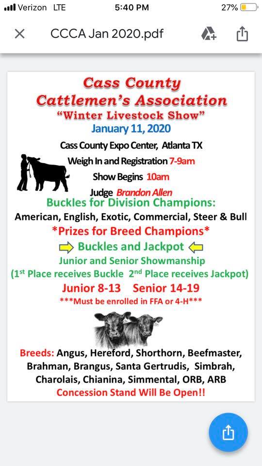 Cass County Cattlemen's Association Winter Cattle Show - Cass