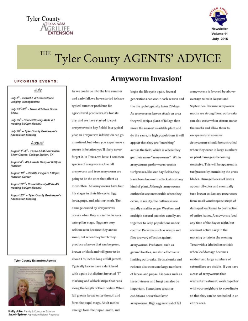 July 2016 Tyler County Agents' Advice_Page_1
