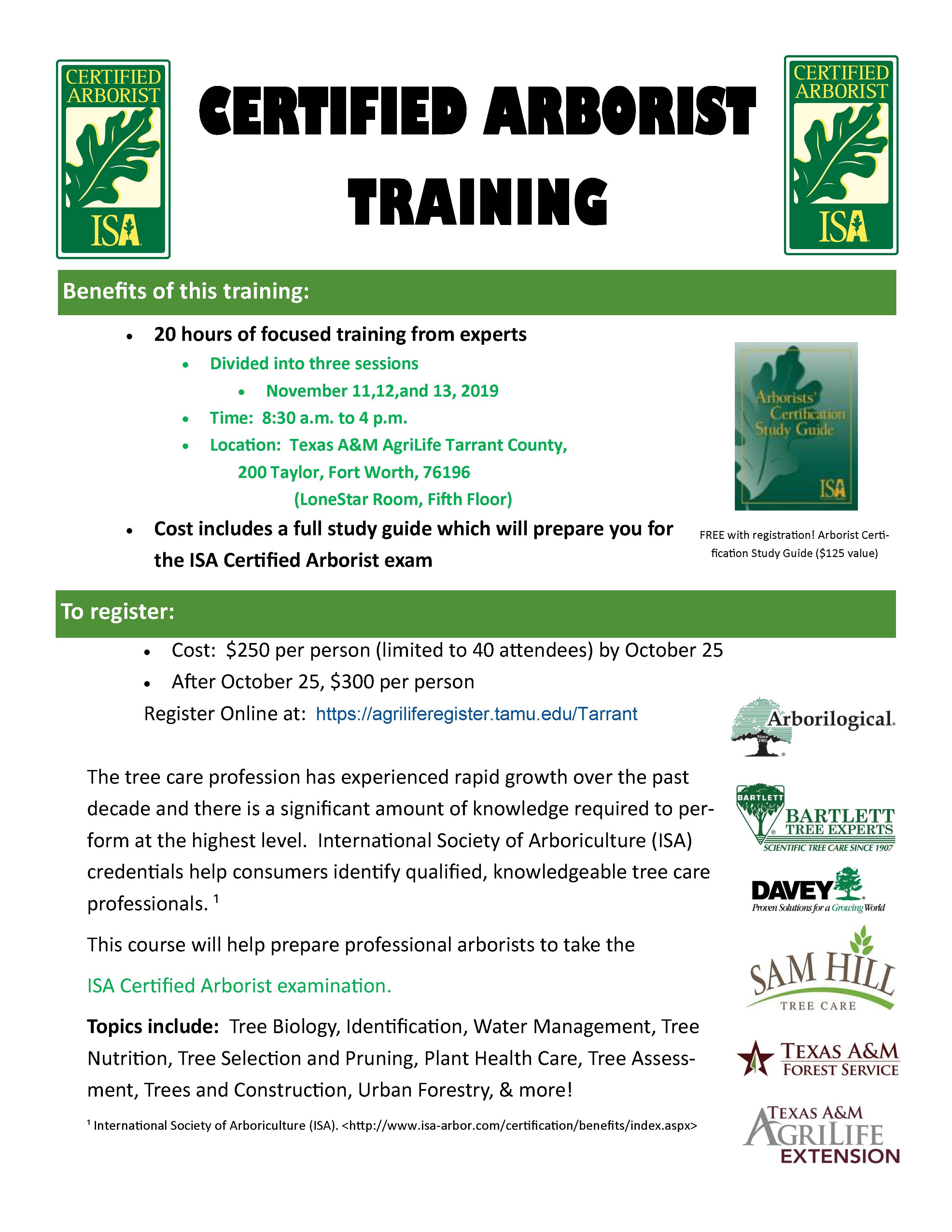 how to become a certified arborist in texas